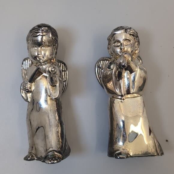 Godinger Silver Gallery Angel Salt and Pepper Shaker Set Playing Violin Flute - Picture 3 of 7